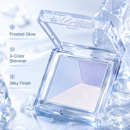 3-Color Icy Blue Eyeshadow Palette – Cool Tone Shimmer & Silky Blend Compact Makeup