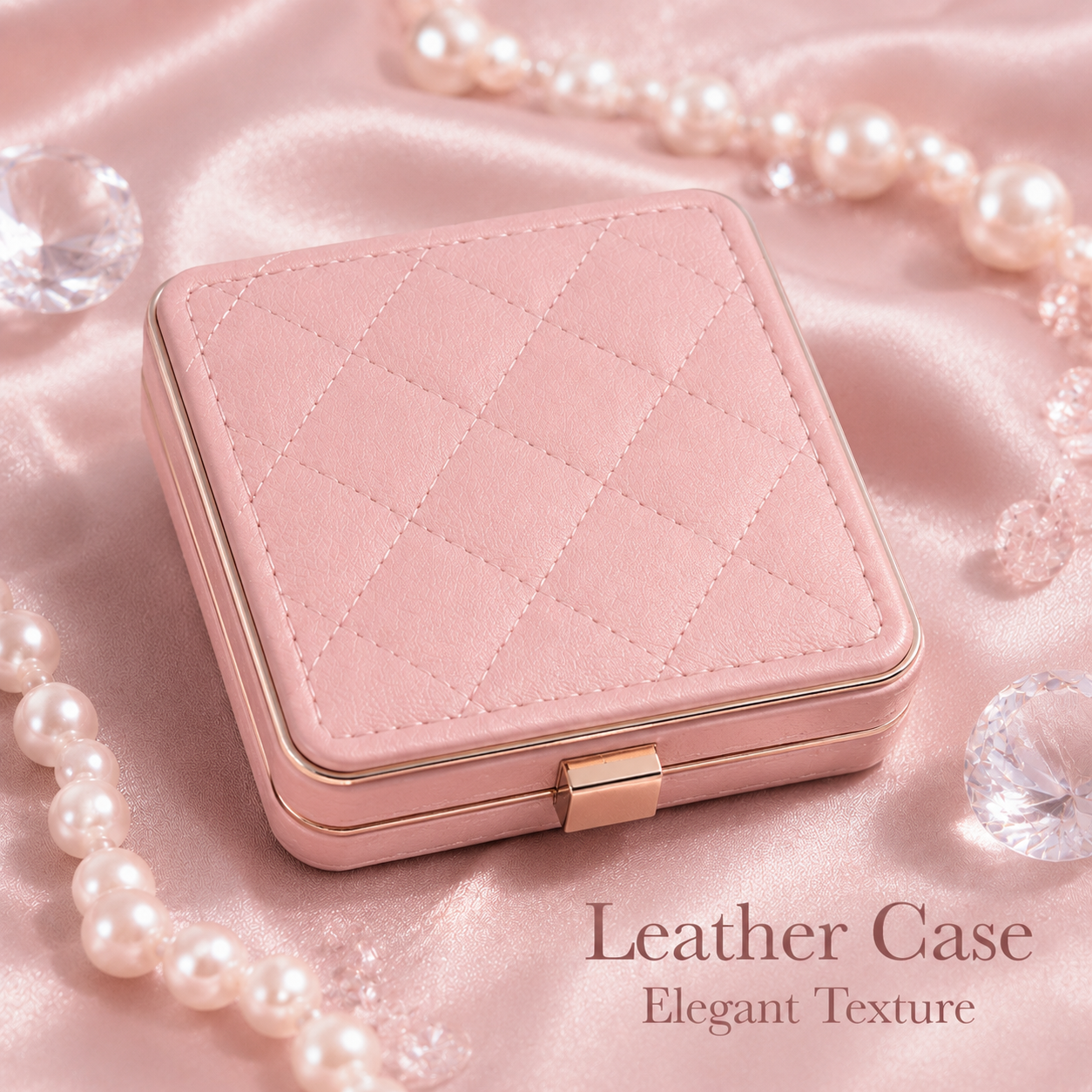 5-Color Leather Case Eyeshadow Palette – Soft Pink Matte & Shimmer Compact