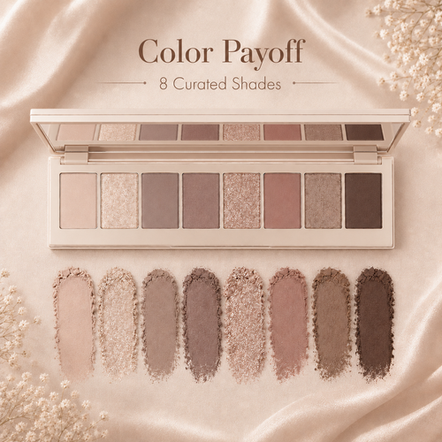 8-Color Soft Nude Eyeshadow Palette – High-Pigment Matte & Shimmer Collection for Effortless Everyday Beauty