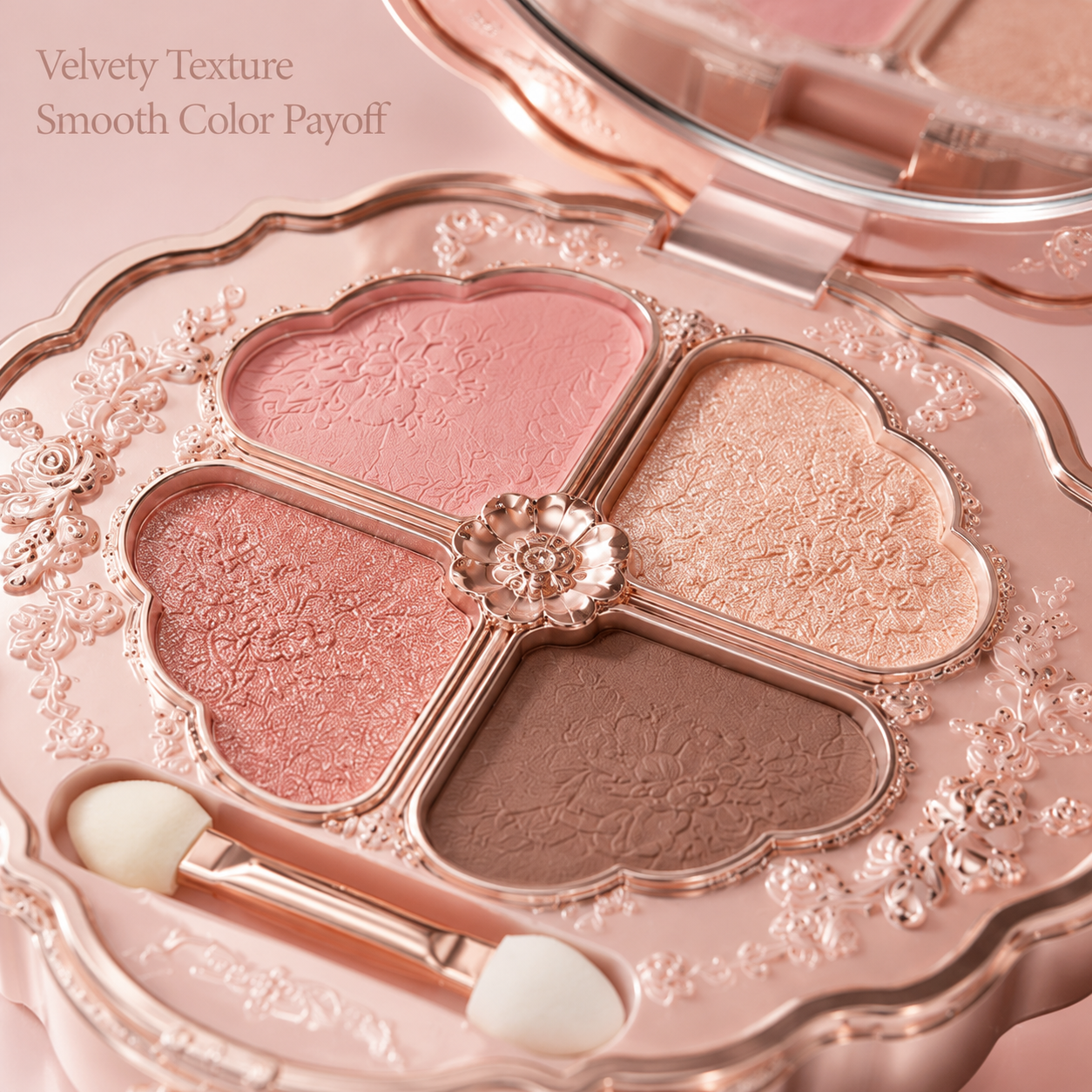 Elegant Bloom 4-Color Floral Eyeshadow Palette – Soft Glow Satin Edition