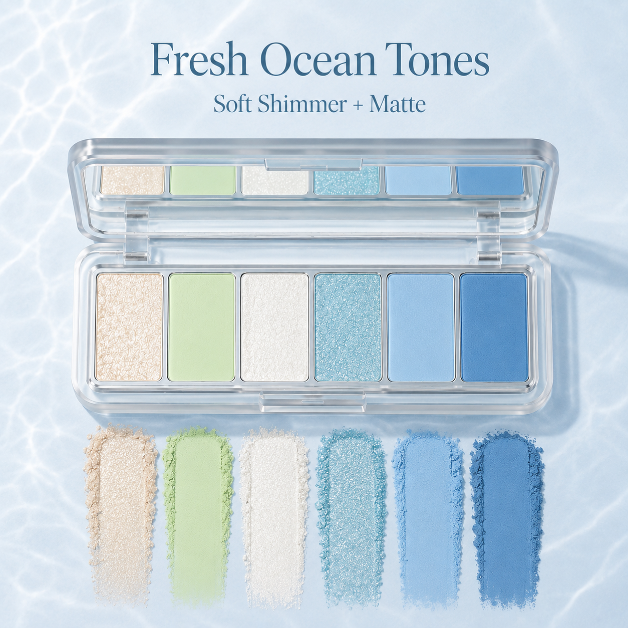 Fresh Ocean Tone 6-Color Eyeshadow Palette – Soft Matte & Shimmer Finish