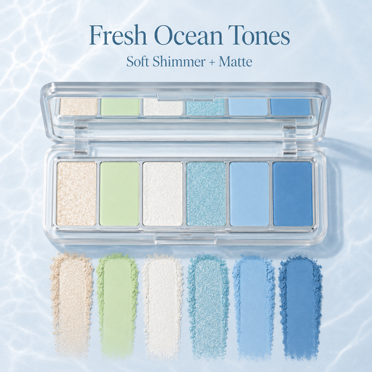 Fresh Ocean Tone 6-Color Eyeshadow Palette – Soft Matte & Shimmer Finish
