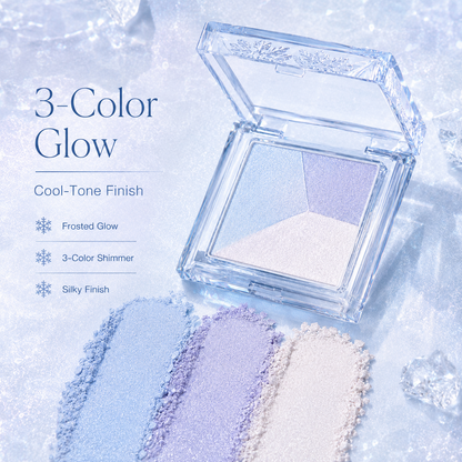 3-Color Icy Blue Eyeshadow Palette – Cool Tone Shimmer & Silky Blend Compact Makeup