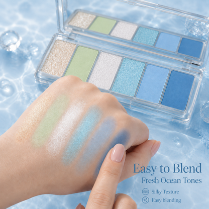 Fresh Ocean Tone 6-Color Eyeshadow Palette – Soft Matte & Shimmer Finish