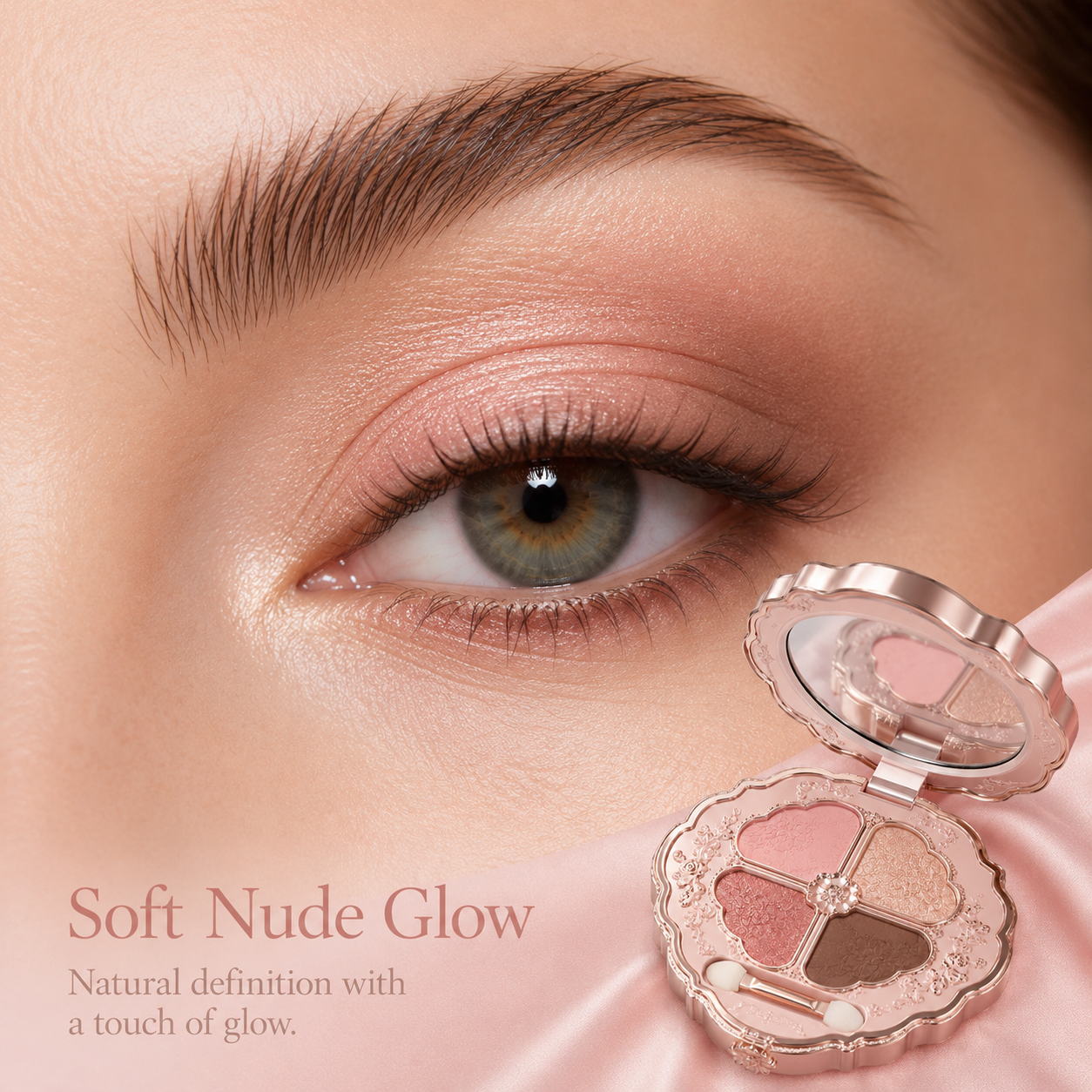 Elegant Bloom 4-Color Floral Eyeshadow Palette – Soft Glow Satin Edition