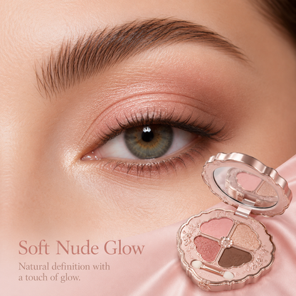 Elegant Bloom 4-Color Floral Eyeshadow Palette – Soft Glow Satin Edition