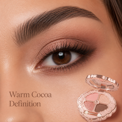 Elegant Bloom 4-Color Floral Eyeshadow Palette – Soft Glow Satin Edition