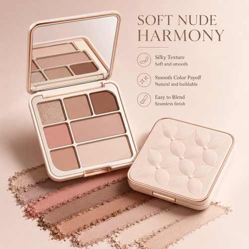 Soft Nude Multi-Use Eyeshadow Palette – Smooth Blend, Natural Glow & Long-Wearing Everyday Color