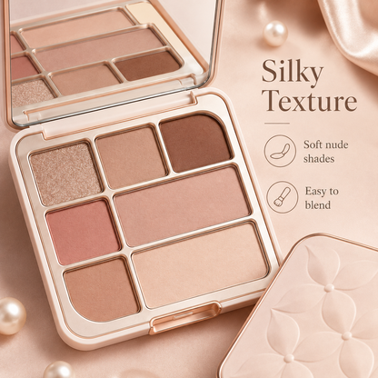 Soft Nude Multi-Use Eyeshadow Palette – Smooth Blend, Natural Glow & Long-Wearing Everyday Color