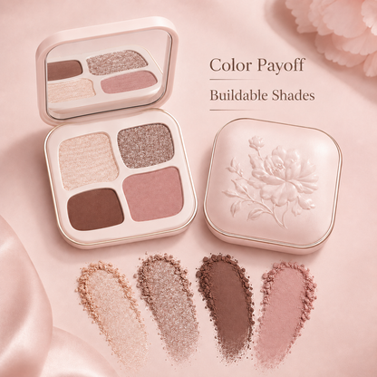 Elegant 4-Color Nude Glow Eyeshadow Palette – Silky Blend, Soft Radiance & Everyday Natural Definition