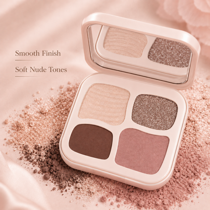 Elegant 4-Color Nude Glow Eyeshadow Palette – Silky Blend, Soft Radiance & Everyday Natural Definition