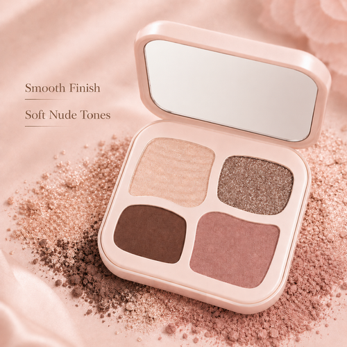 Elegant 4-Color Nude Glow Eyeshadow Palette – Silky Blend, Soft Radiance & Everyday Natural Definition
