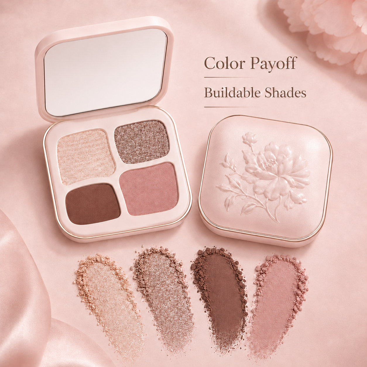 Elegant 4-Color Nude Glow Eyeshadow Palette – Silky Blend, Soft Radiance & Everyday Natural Definition