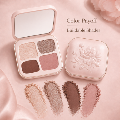 Elegant 4-Color Nude Glow Eyeshadow Palette – Silky Blend, Soft Radiance & Everyday Natural Definition