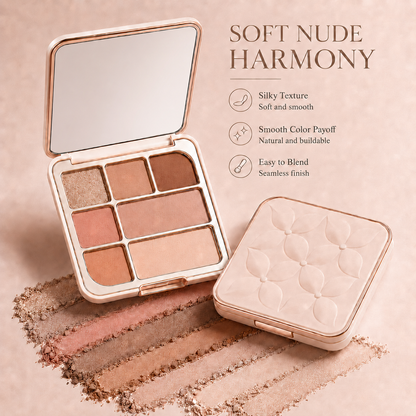 Soft Nude Multi-Use Eyeshadow Palette – Smooth Blend, Natural Glow & Long-Wearing Everyday Color