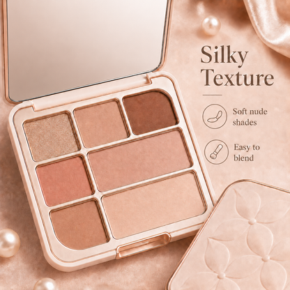 Soft Nude Multi-Use Eyeshadow Palette – Smooth Blend, Natural Glow & Long-Wearing Everyday Color