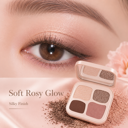 Elegant 4-Color Nude Glow Eyeshadow Palette – Silky Blend, Soft Radiance & Everyday Natural Definition